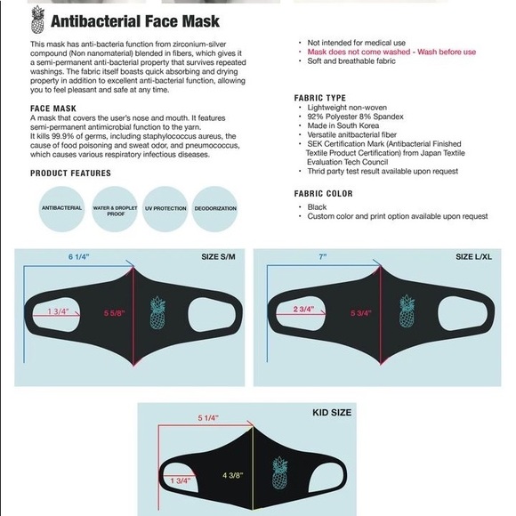Antibacterial waterproof reusable face masks - Picture 3 of 3